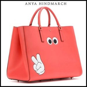 Anya Hindmarch Eyes Bag Ebury Leather Maxi Victory Featherweight Tote 👀 red XL